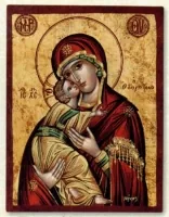 ღვთისმშობელი ოდიგიტრია (წითელი), ბრტყელი აბრეშუმზე ნაბეჭდი ხატი