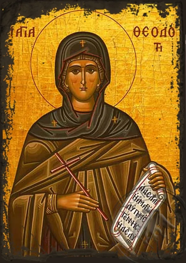 Saint Theodota, Martyr, in Ancyra - Aged Byzantine Icon