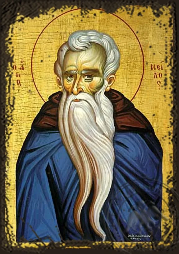 წმინდა ნილოსი, ძველებურად გაფორმებული ბიზანტიური ხატი