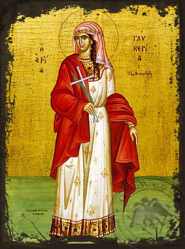 Saint Glyceria, Virgin-Martyr at Heraclea, Full Body - Aged Byzantine Icon