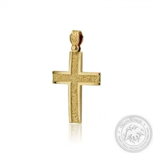 Christening Cross for Boys made of 14K Yellow Gold