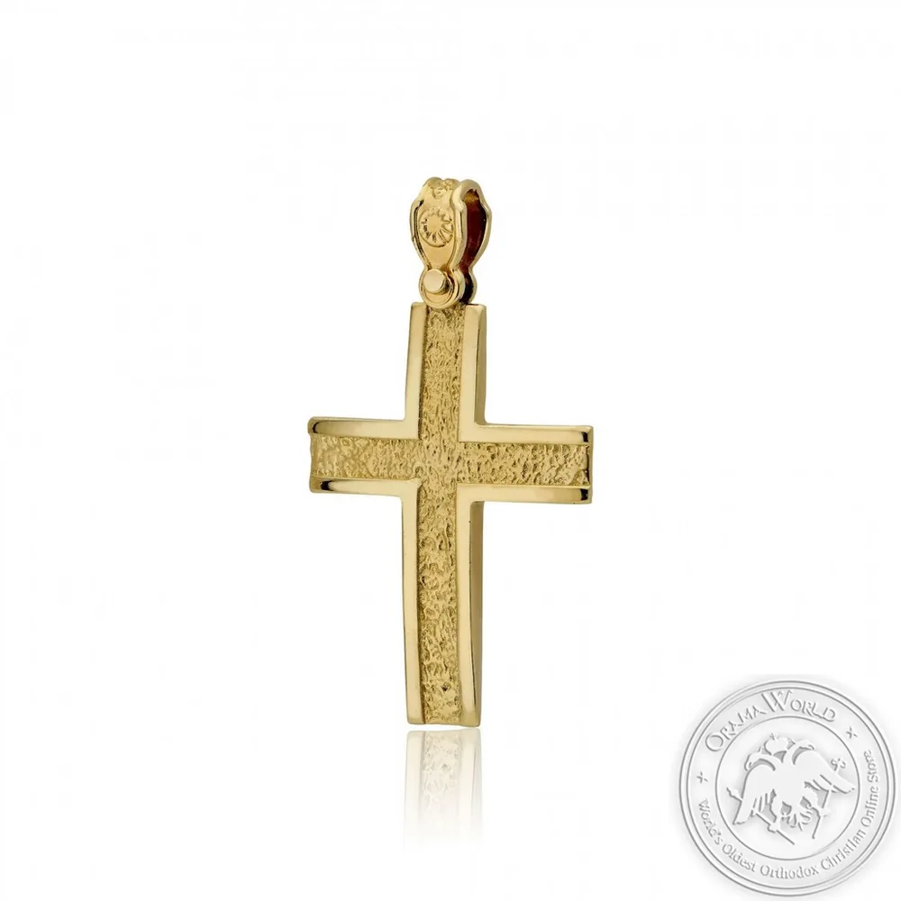 Christening Cross for Boys made of 14K Yellow Gold