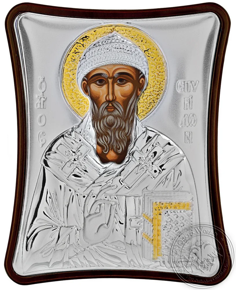 Святой Спиридон, серебряная икона