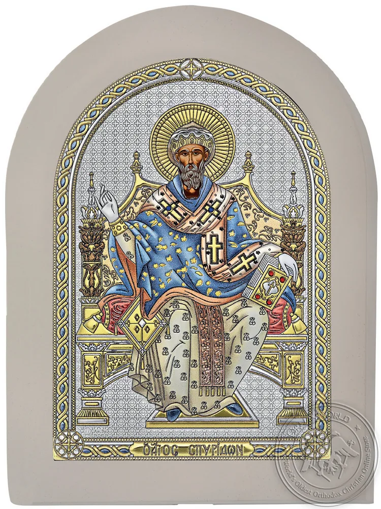 წმინდა სპირიდონი ტახტი, ვერცხლისფერი ხატი თეთრ ხეზე