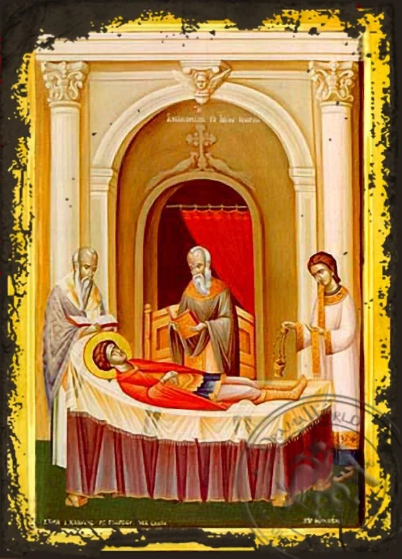 Saint George the Great Martyr, Removal of Relics - Aged Byzantine Icon