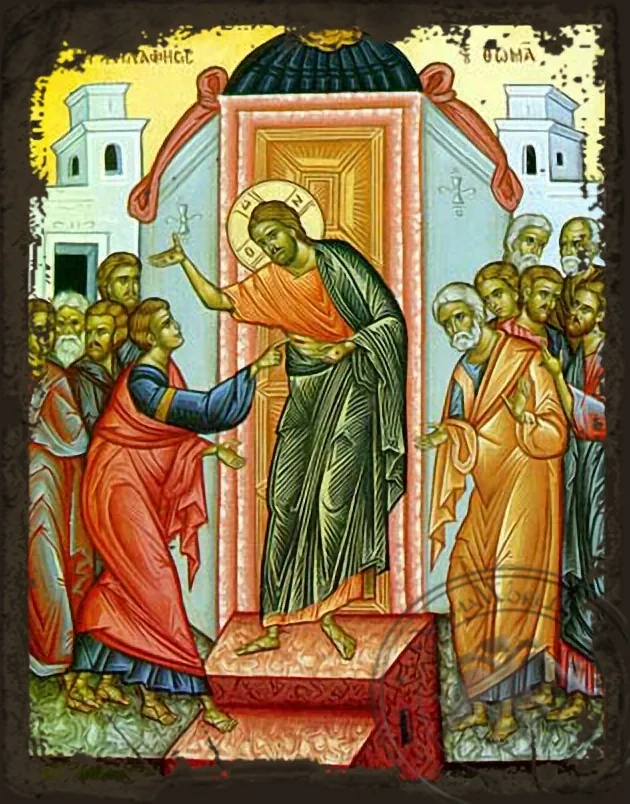 თომას ურწმუნოება, ძველებურად გაფორმებული ბიზანტიური ხატი