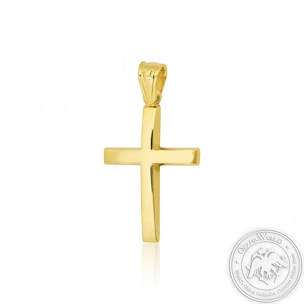 Christening Cross for Boys made of 14K Yellow Gold