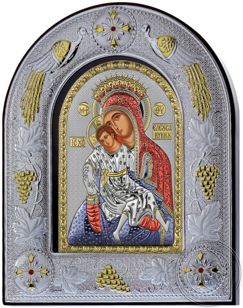 ყოვლადწმინდა ღვთისმშობელი კიკოსი, ვერცხლისფერი ხატი მინის ჩარჩოში