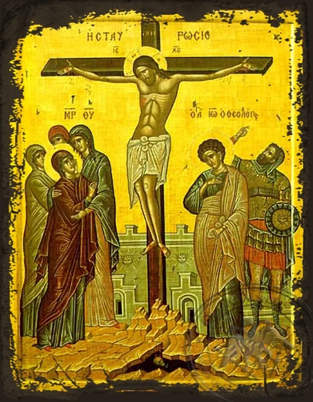 Распятие, византийская икона под старину