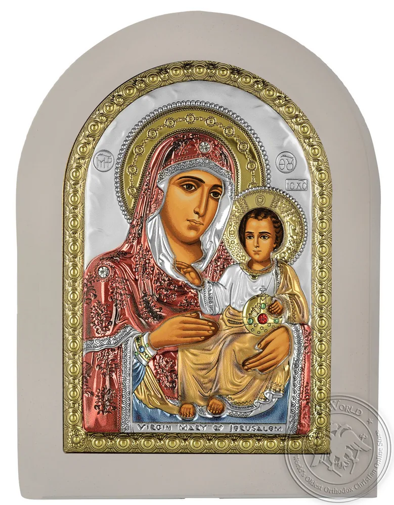იერუსალიმის ღვთისმშობელი, ვერცხლისფერი ხატი თეთრ ხეზე