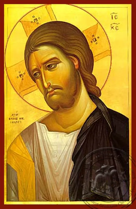 ქრისტე, მკერდამდე, ხელნაწერი ხატი