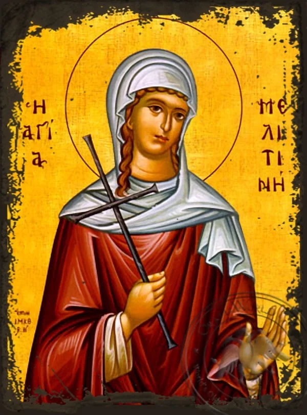 Святая Мелитина Маркианопольская, мученик, византийская икона под старину