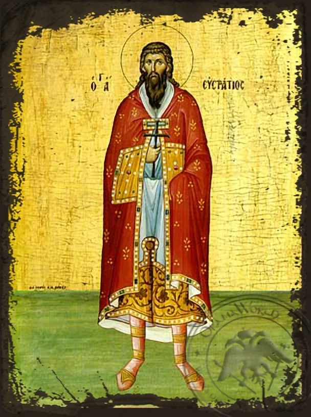 Святой Евстратий, византийская икона под старину