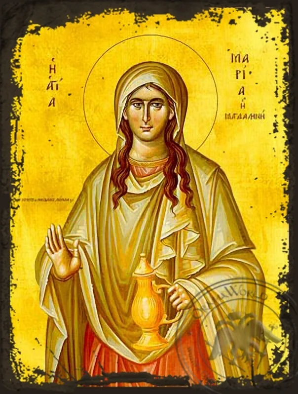 Святая Мария Магдалина, мироносица, византийская икона под старину
