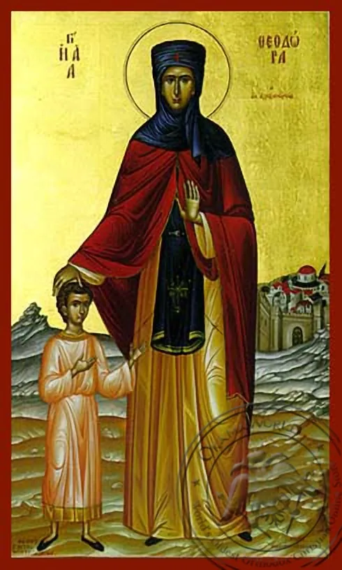 წმინდა თეოდორა ალექსანდრიელი, სრული ტანით, ხელნაწერი ხატი