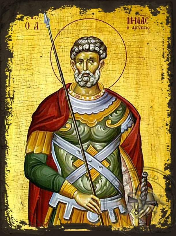 Saint Menas - Aged Byzantine Icon