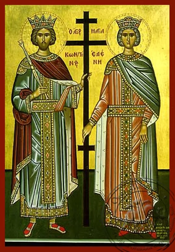 Saints Constantine and Helen, Full Body - Hand Painted Icon