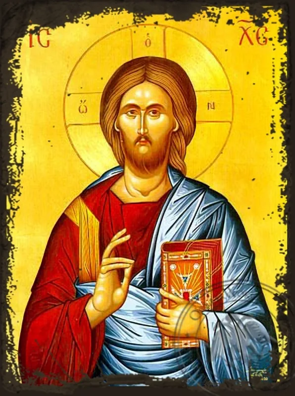 Спаситель благословляющий, византийская икона под старину
