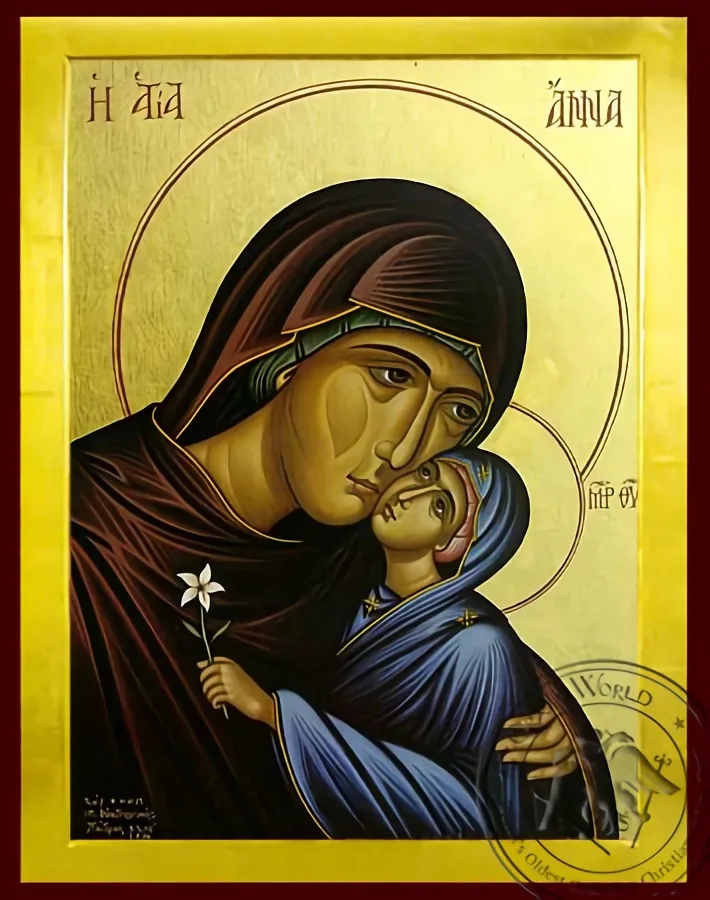 წმინდა ანა ღვთისმშობლით, მკერდამდე, ბიზანტიური ხატი