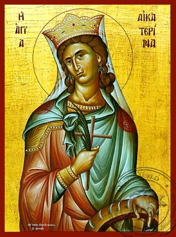 Святая великомученица Екатерина, Александрийская, рукописная икона