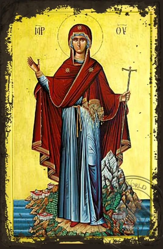 Panagia Prioress of Mount Athos - Aged Byzantine Icon