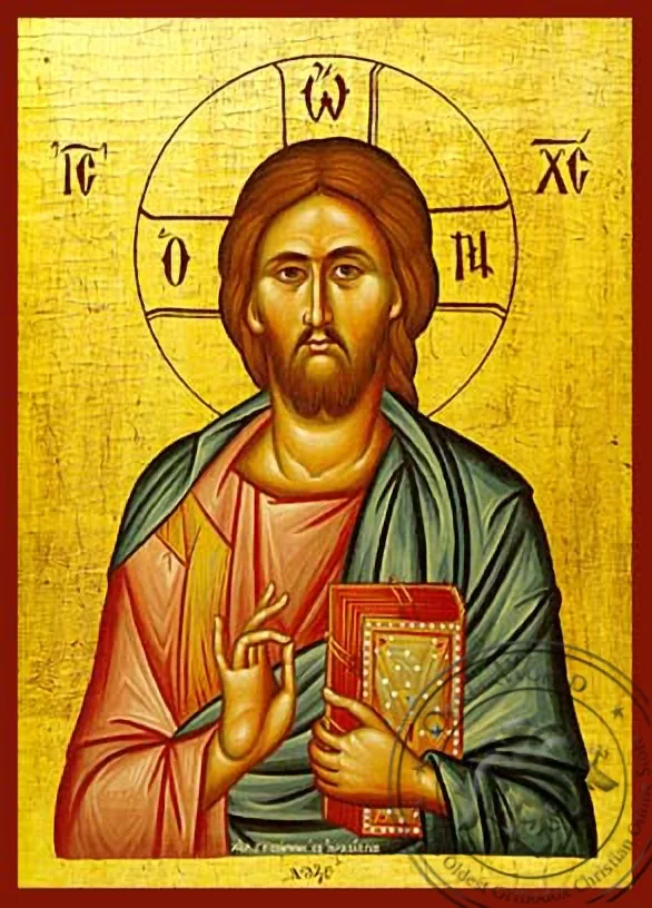 Спаситель благословляющий, рукописная икона