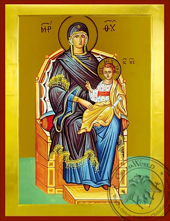 ღვთისმშობელი ყრმით, ტახტზე მჯდომი, ბიზანტიური ხატი