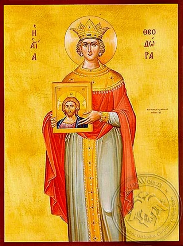 Святая Феодора, императрица Византийская, рукописная икона