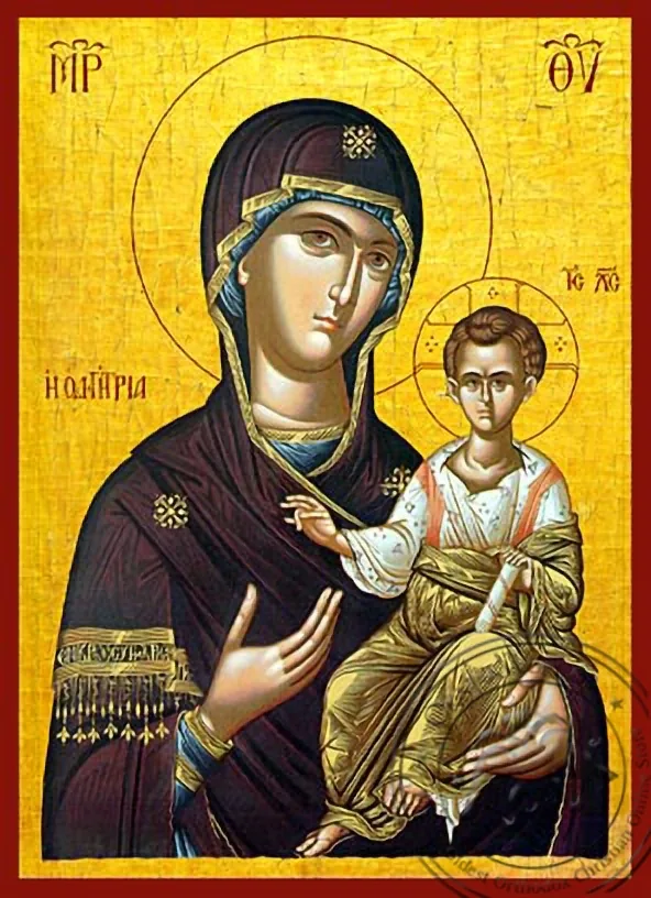 Богородица с Младенцем, Одигитрия, рукописная икона