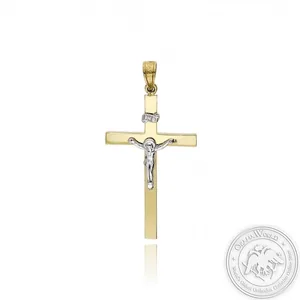 Christening Cross for Boys made of 14K Yellow and White Gold