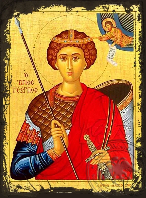 Святой великомученик Георгий, половина, византийская икона под старину