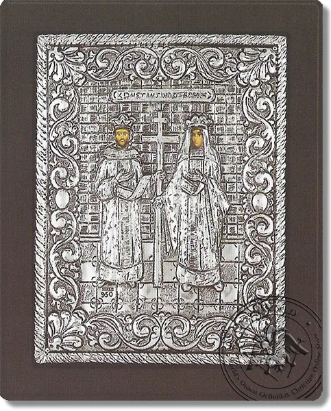 Константин & Елена, серебряная икона