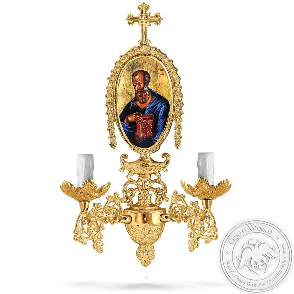 კედლის სანათი ბრინჯაოს No 2 მოოქროვილი, 2 სანათები