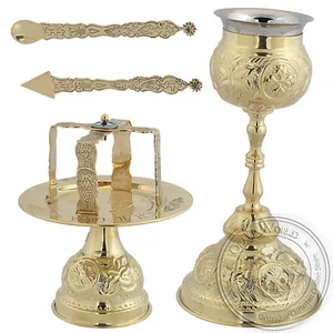 Byzantine Brass Ecclesiastical Chalice Set