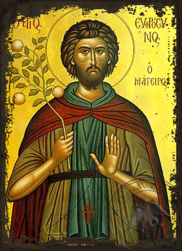 Saint Euphrosynos the Cooker - Aged Byzantine Icon