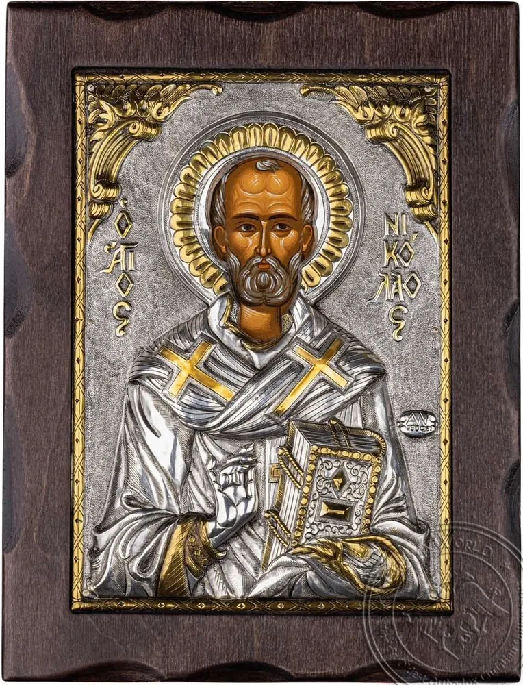 Святитель Николай, серебряная икона