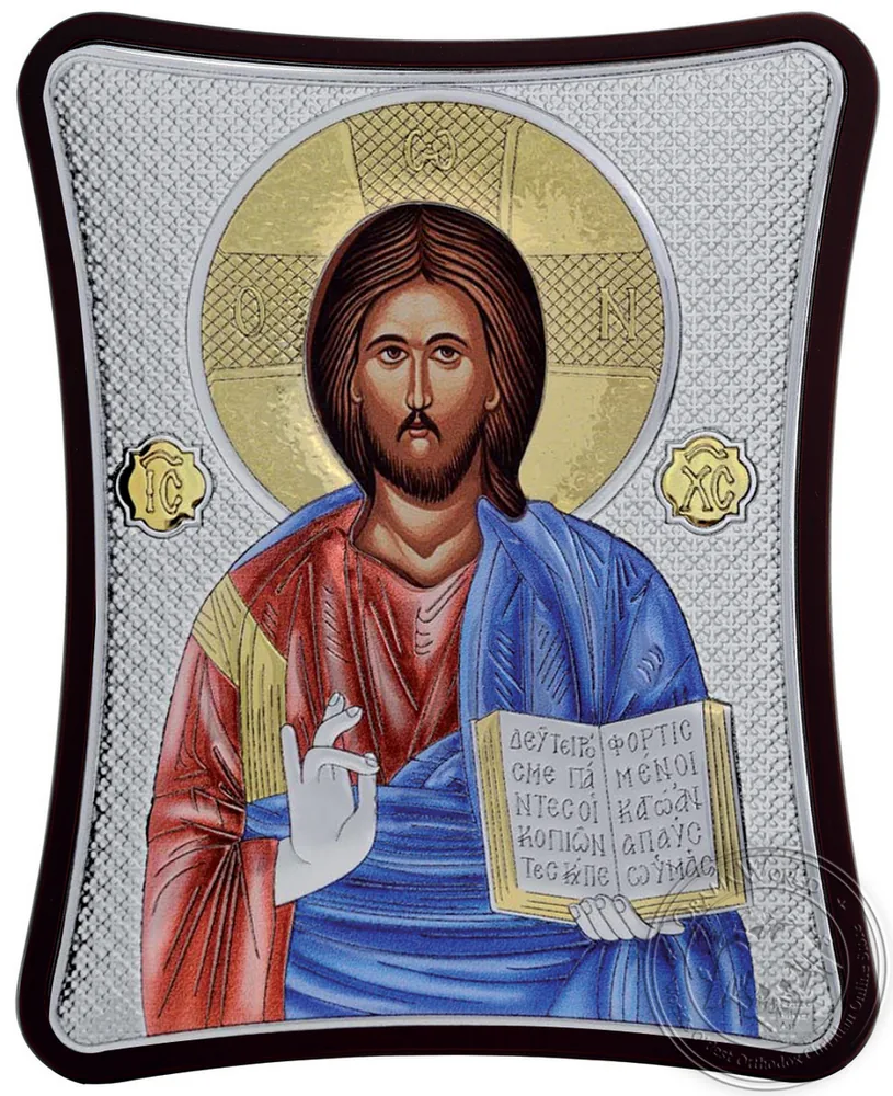 Христос, икона под серебро