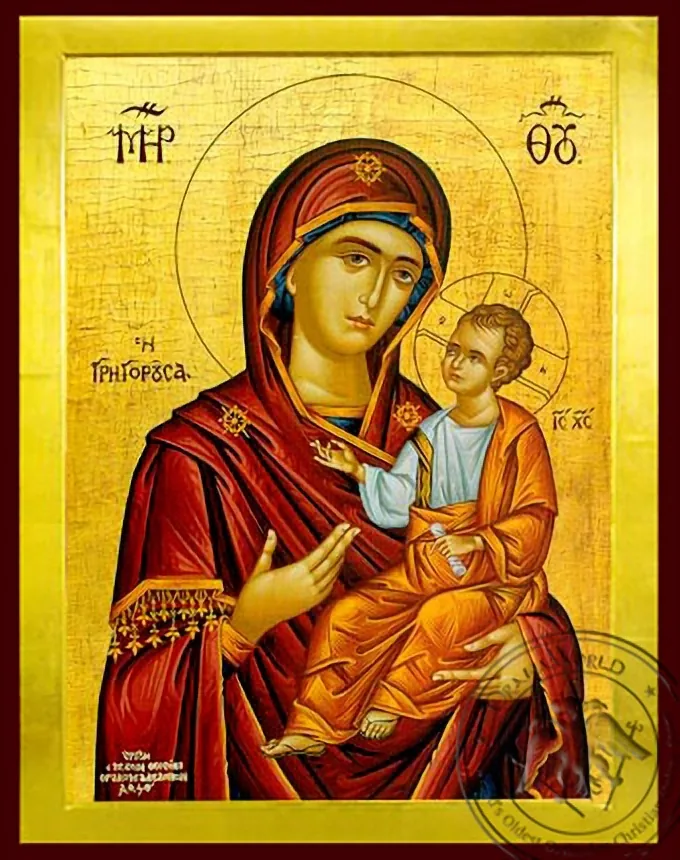 Богородица с Младенцем, Одигитрия, Бодрствующая, византийская икона