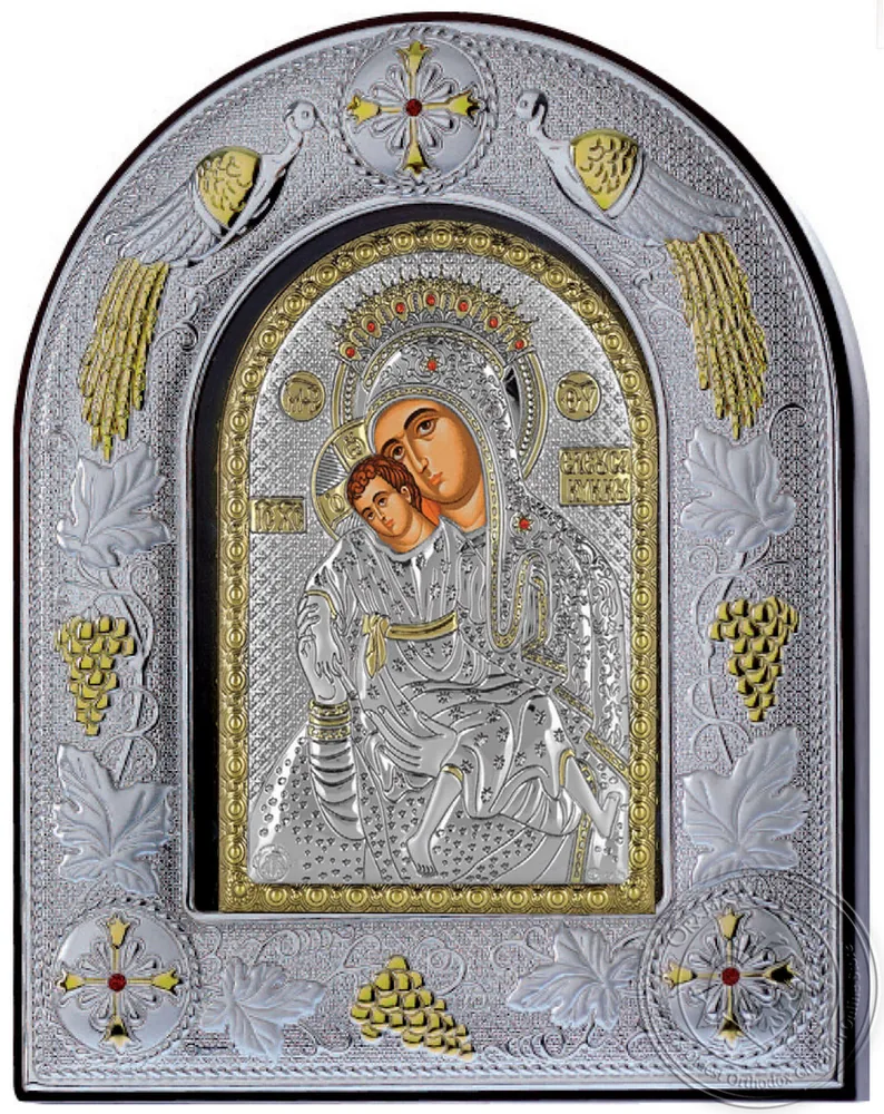 ყოვლადწმინდა ღვთისმშობელი კიკოსი, ვერცხლის ხატი მინის ჩარჩოში