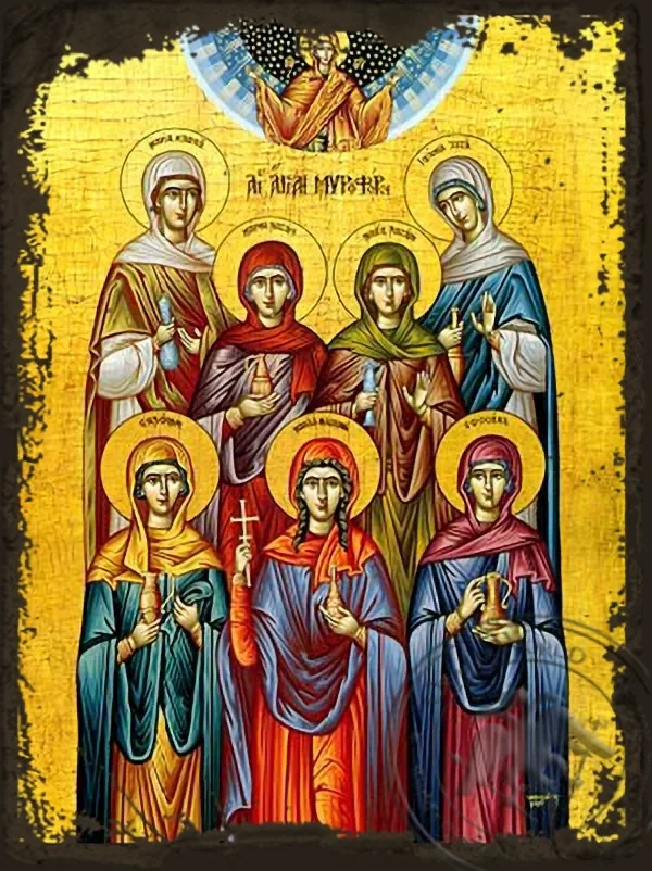 მენელსაცხებლე დედები, ძველებურად გაფორმებული ბიზანტიური ხატი
