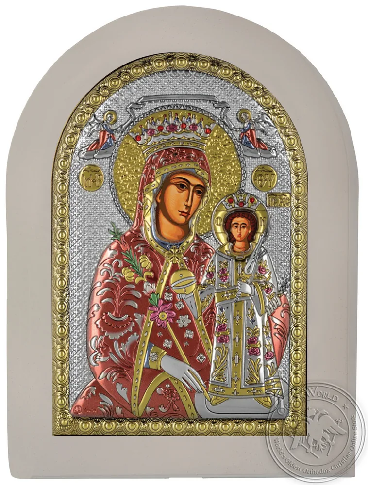 ღვთისმშობელი ვარდებით, ვერცხლისფერი ხატი თეთრ ხეზე