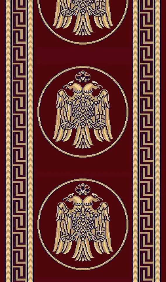 Ecclesiastical Corridor with Double-headed Eagle and Meander in Red Color