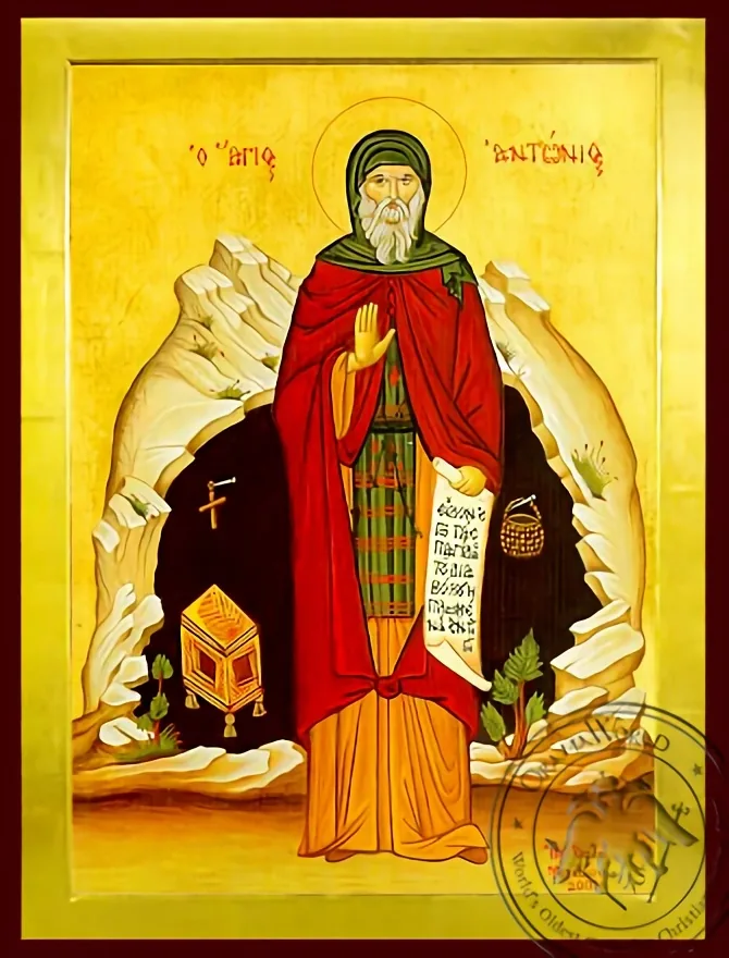 Saint Anthony the Great, Full Body - Byzantine Icon