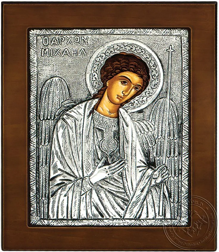 Архангел Михаил (новый сюжет), серебряная икона