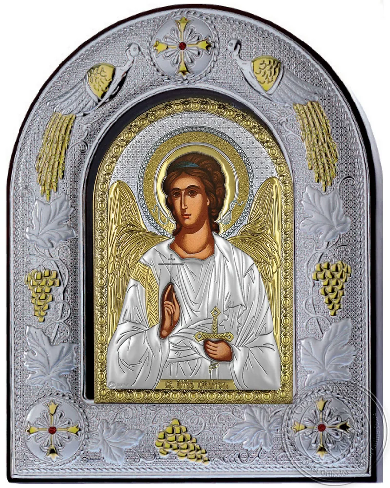 Guardian Angel - Silver Icon in Glass Frame