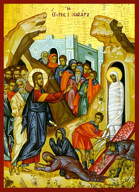 Воскрешение Лазаря, рукописная икона