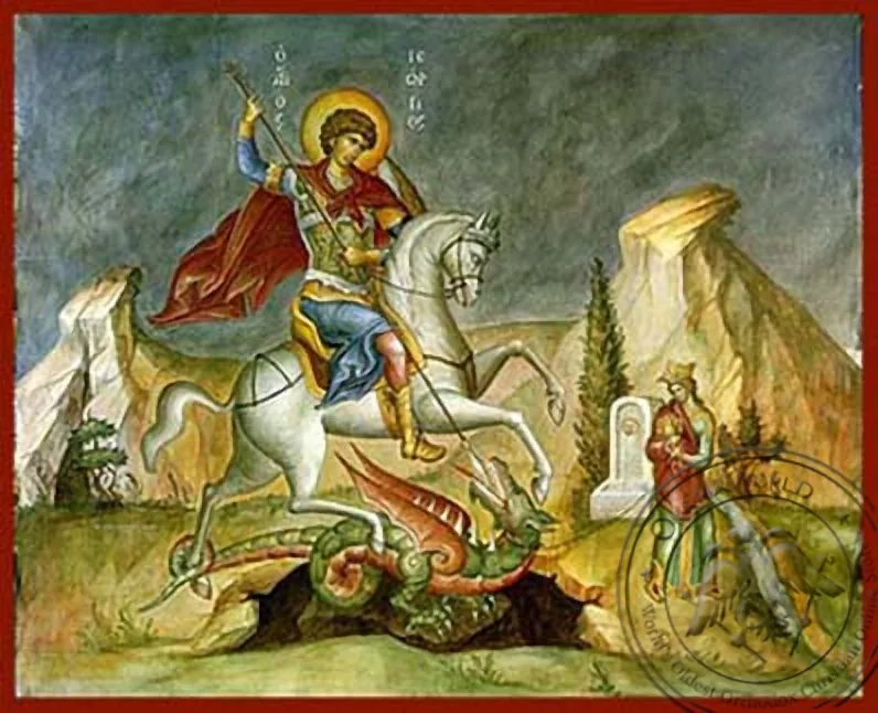 წმინდა დიდმოწამე გიორგი, ცხენზე, ხელნაწერი ხატი