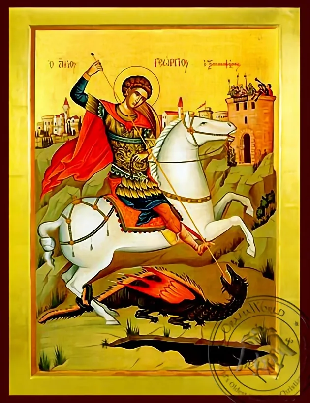Святой великомученик Георгий, на коне, византийская икона