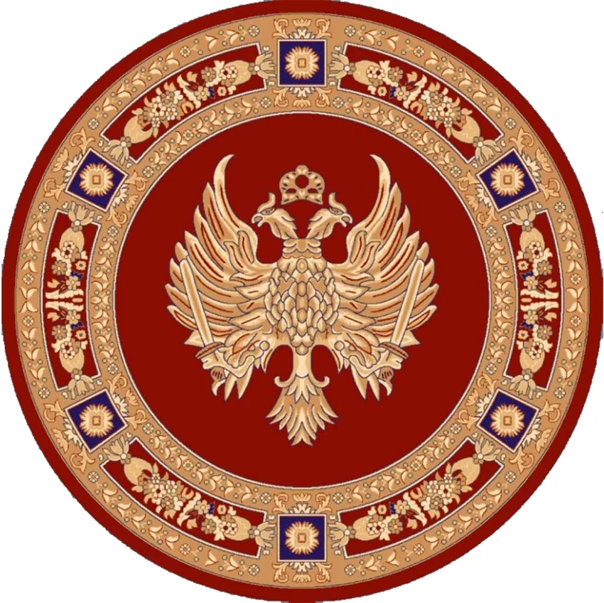 Круглый церковный ковёр с двуглавым орлом красного цвета