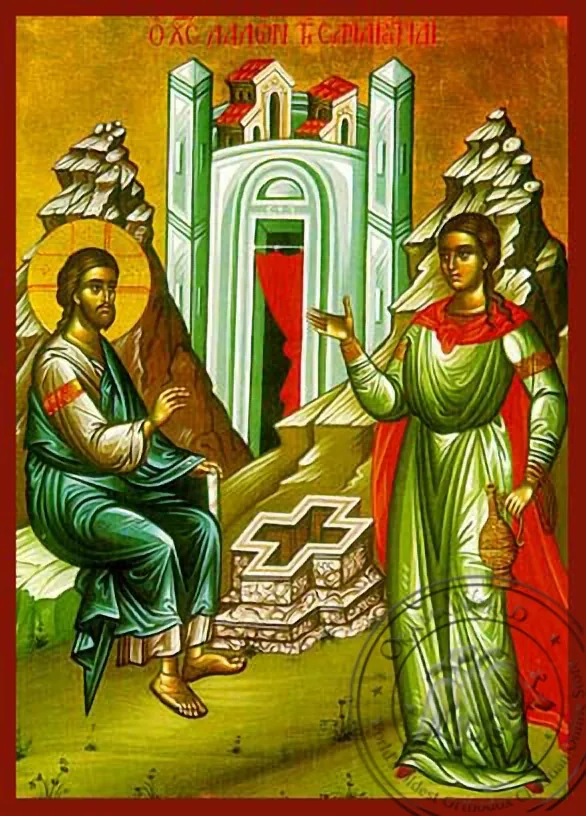 Christ and the Samaritan Woman - Hand Painted Icon